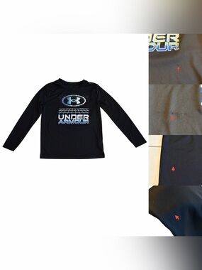 Under Armour Black Long Sleeve Shirt Logo Graphic Tee Boys 6